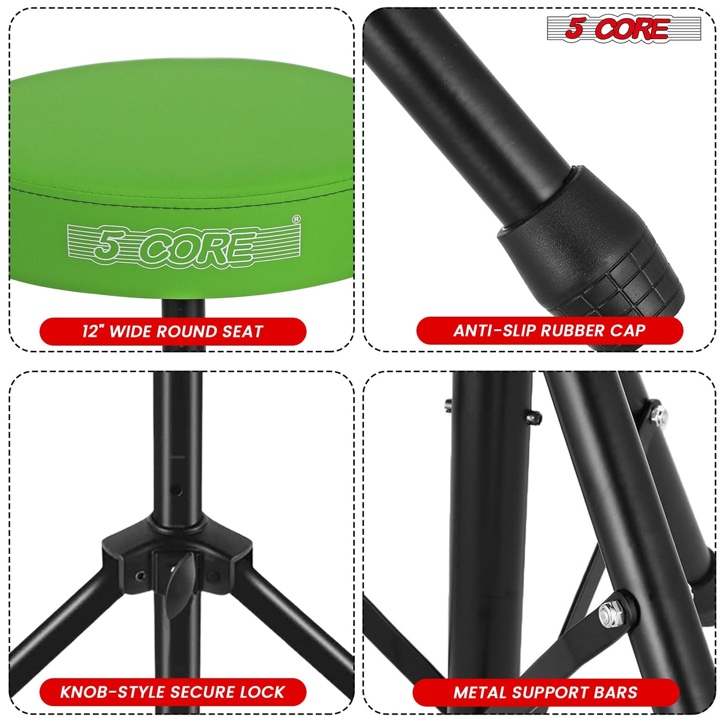 5Core Drum Throne Adjustable Guitar Stool Padded Drummer Seat for Adults & Kids